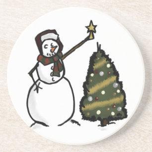 Posavasos De Arenisca Snowman Coaster