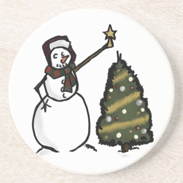 Posavasos De Arenisca Snowman Coaster (Frente)