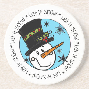 Posavasos De Arenisca Snowman deja que la nieve