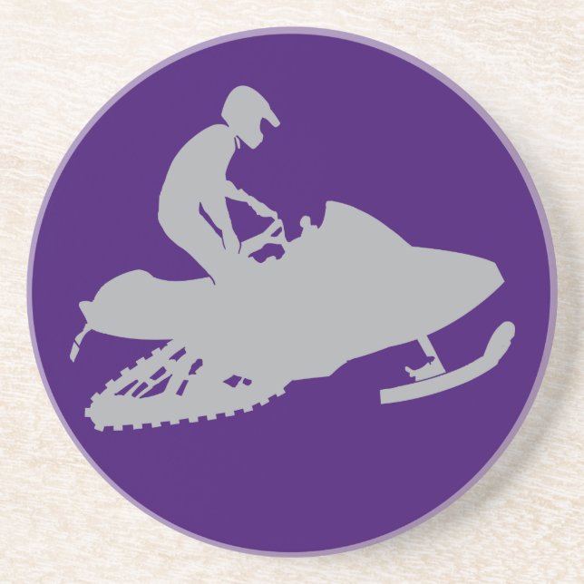 Posavasos De Arenisca Snowmobiler gris plateado (Frente)