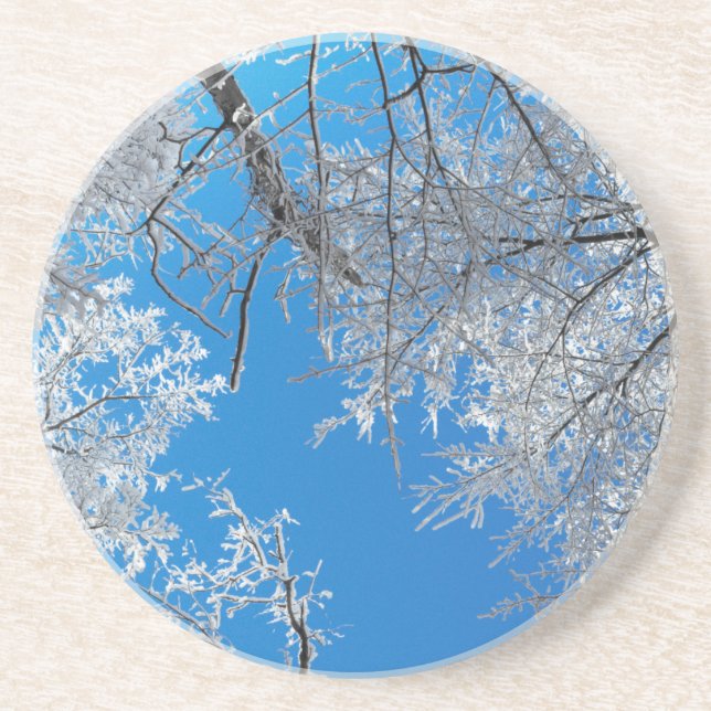 Posavasos De Arenisca Snowy Winter Scene (Frente)