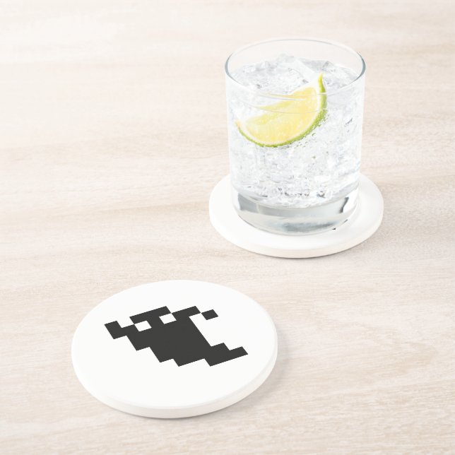 Posavasos De Arenisca Sombra de fantasma de 8 bits (Lado)