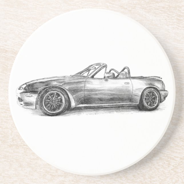 Posavasos De Arenisca Sombra de plata MX5 (Frente)