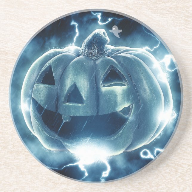 Posavasos De Arenisca Sombrío Jack-o-Lantern (Frente)