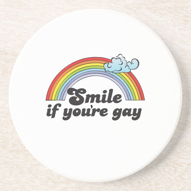 Posavasos De Arenisca Sonrisa si usted es camiseta gay (Frente)