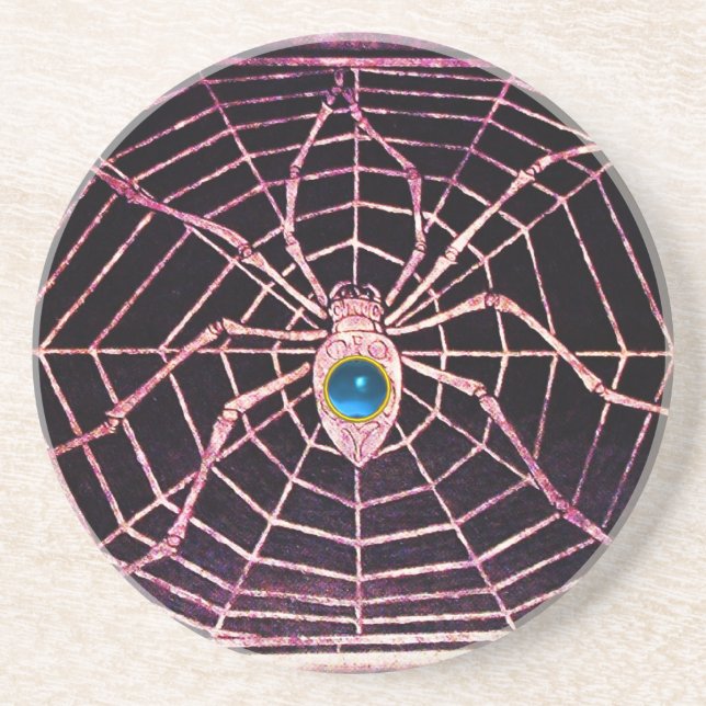 Posavasos De Arenisca SPIDER Y WEB Blue Sapphire Black (Frente)