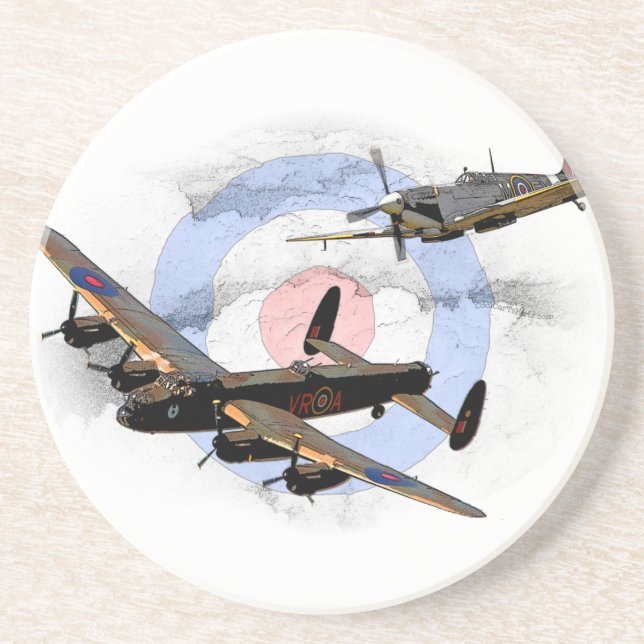 Posavasos De Arenisca Spitfire y Lancaster (Frente)