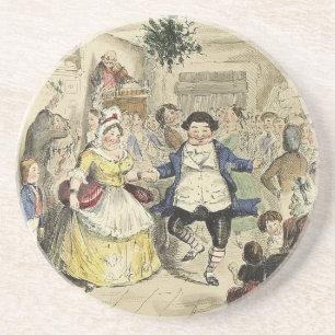 Posavasos De Arenisca Sr. Fezziwig Dancing, un villancico del navidad