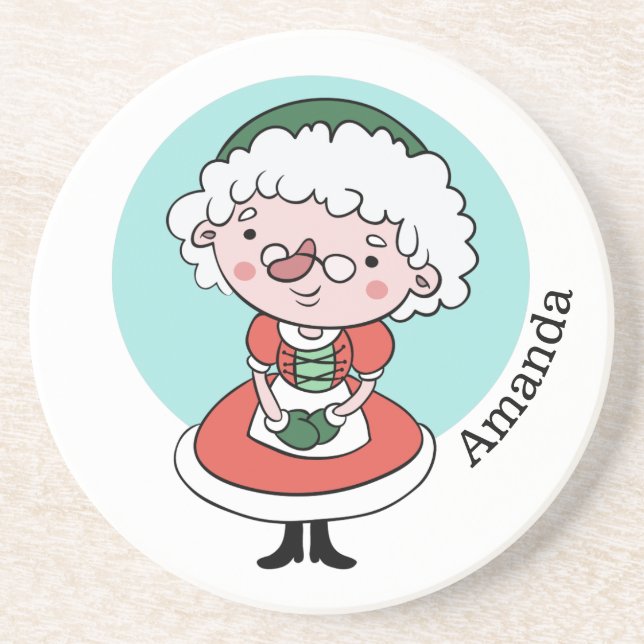 Posavasos De Arenisca Sra. Claus nombre personalizado sandstone coaster (Frente)