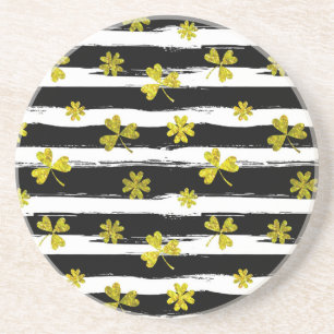 Posavasos De Arenisca st patricks black white clover
