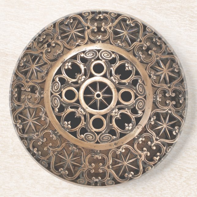 Posavasos De Arenisca Steampunk de bronce metalizado antiguo de Vatican (Frente)