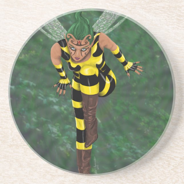 Posavasos De Arenisca Stinger Round (Frente)