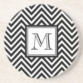 POSAVASOS DE ARENISCA SU MONOGRAMA, CHEVRON NEGRO