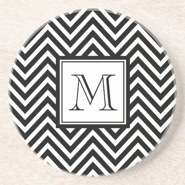 POSAVASOS DE ARENISCA SU MONOGRAMA, CHEVRON NEGRO (Frente)