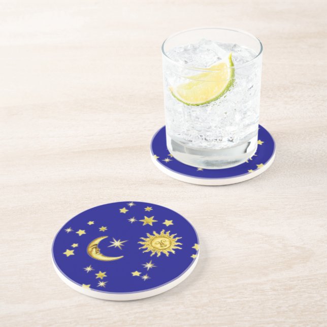 Posavasos De Arenisca Sun, luna y estrellas (Lado)