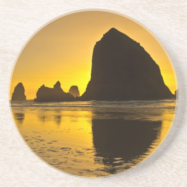 Posavasos De Arenisca Sunset, Cannon Beach, Oregon, EE.UU. (Frente)