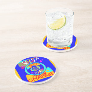 Posavasos De Arenisca Surco psicodélico: energía abstracta de arte pop