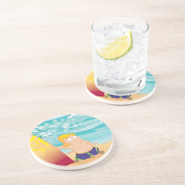 Posavasos De Arenisca Surfista (Lado)