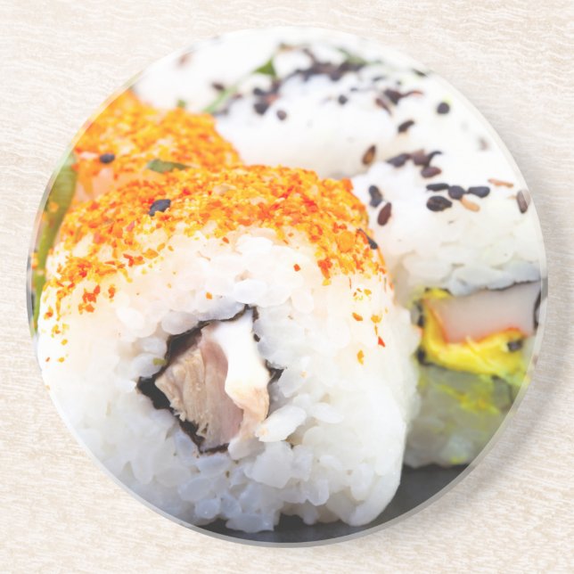 Posavasos De Arenisca Sushi en un plato (Frente)
