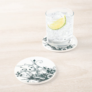 Posavasos De Arenisca Swirls de hojas verde azuladas