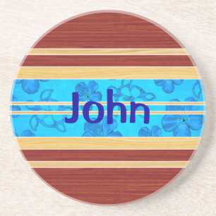 Posavasos De Arenisca Tabla hawaiana de madera falsa de Honu Hawiian