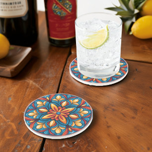 Posavasos de arenisca Talavera mexicana colorida