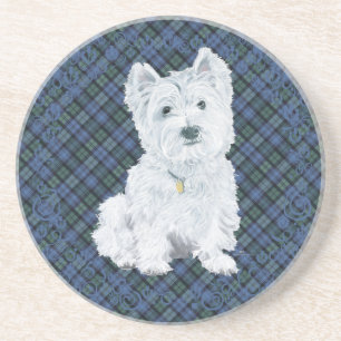 Posavasos De Arenisca Tartan Black Watch Westie