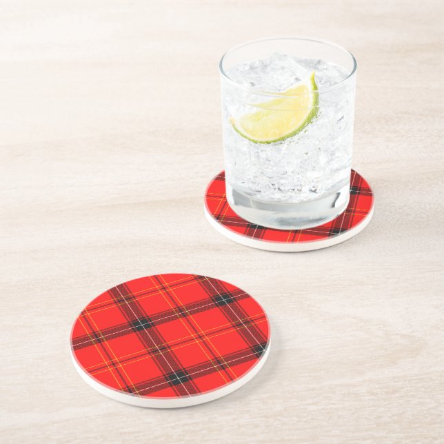 Posavasos De Arenisca Tartán rojo escocés (Lado)