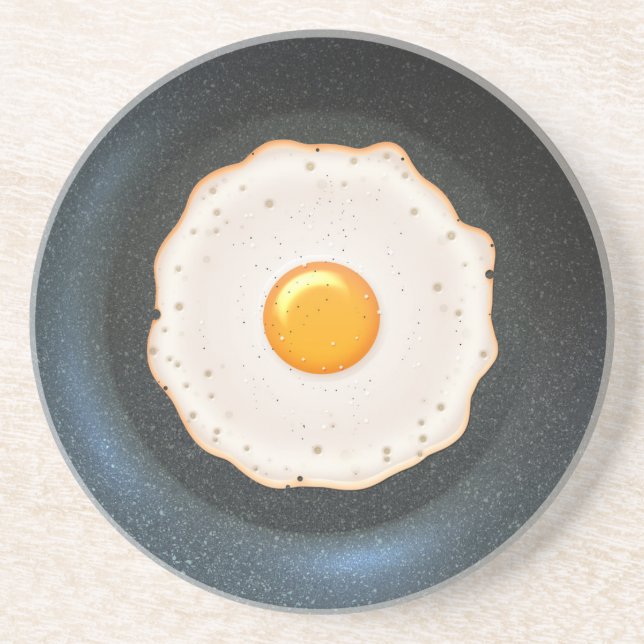 Posavasos De Arenisca Tasty Fried Egg in Skillet Pan (Frente)