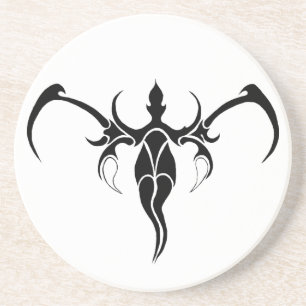Posavasos De Arenisca Tatuaje tribal elefante - blanco y negro