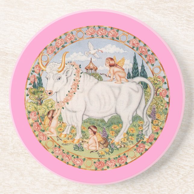 Posavasos De Arenisca ¡Tauro del zodiaco - modifiqúelo para requisitos (Frente)