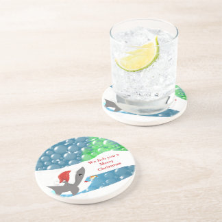 Posavasos De Arenisca Te pescamos unas taras de tiburón navideño