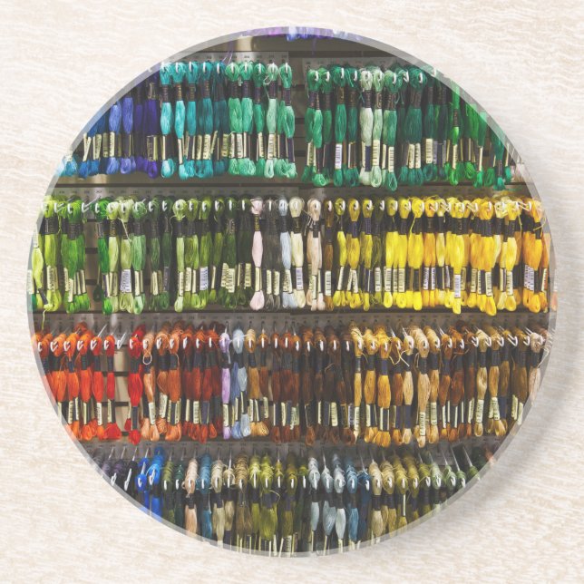 Posavasos De Arenisca Tejido de abstración multicolor (Frente)