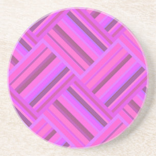 Posavasos De Arenisca Tejido de rayas rosadas diagonal patrón