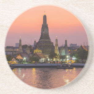 Posavasos De Arenisca Templo Wat Arun en Bangkok al atardecer