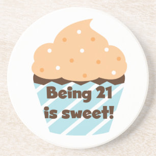 Posavasos De Arenisca Tener 21 años es dulces camisetas de cumpleaños y