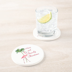 Posavasos De Arenisca Tenga un flamenco con playas del navidad