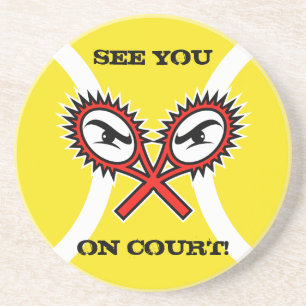Posavasos De Arenisca Tennis Coasters con un gracioso lema diciendo chis