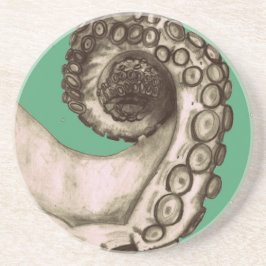 Posavasos De Arenisca Tentáculo de pulpo naumático verde vintage