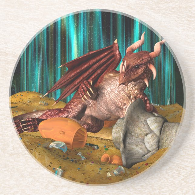 Posavasos De Arenisca Tesoro de dragón (Frente)