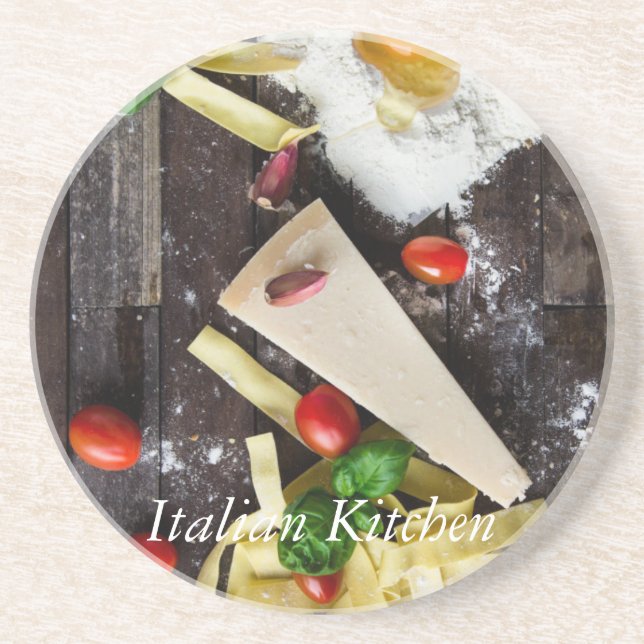 Posavasos De Arenisca Texto personalizado de la comida italiana (Frente)