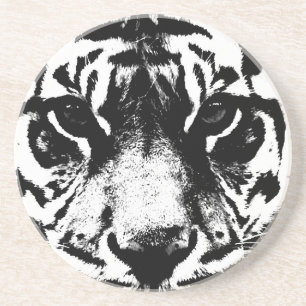 Posavasos De Arenisca Tigre blanco y negro
