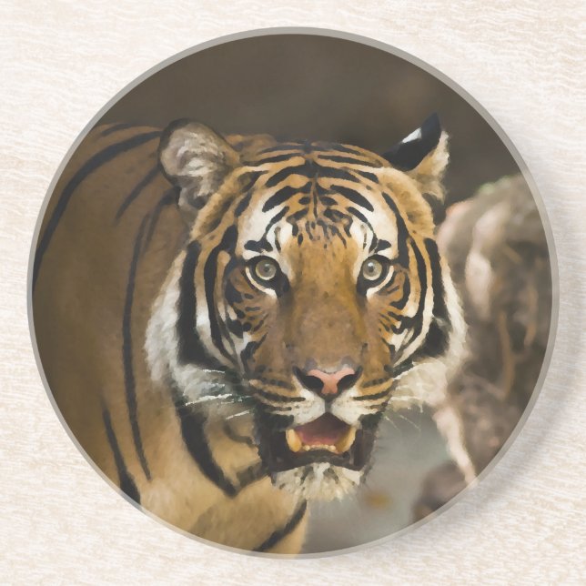 Posavasos De Arenisca Tigre de Siberia (Frente)
