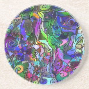 Posavasos De Arenisca Todos los Colores con Remolinos y Líneas