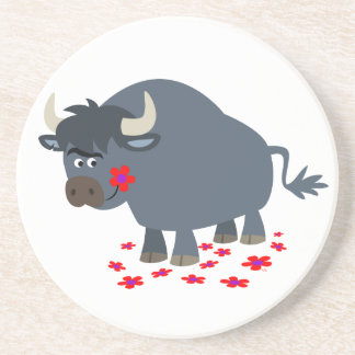 Posavasos De Arenisca Toro Personalizado y cucharilla de florecimiento r