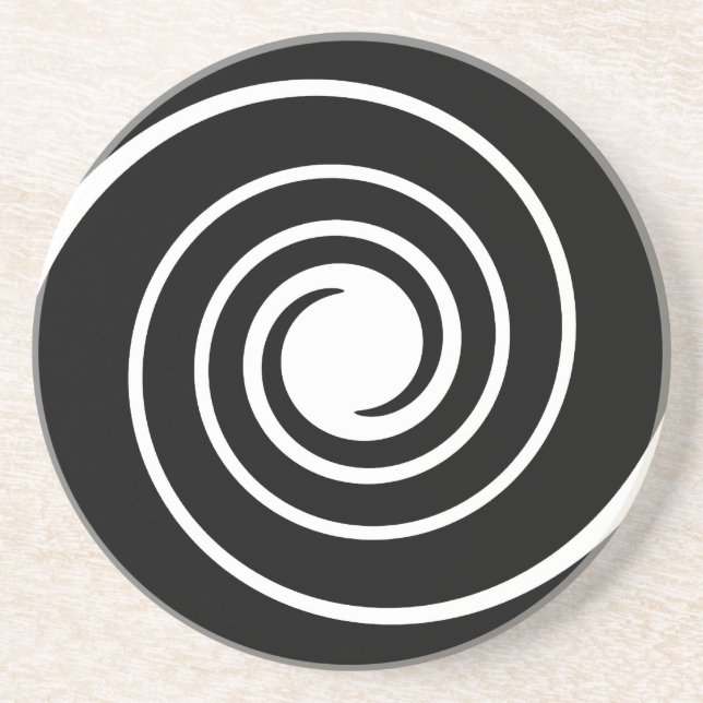 Posavasos De Arenisca Torsión blanco y negro (Frente)