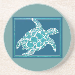 Posavasos De Arenisca Tortuga de mar de la aguamarina