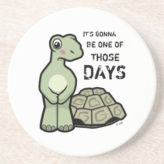 Posavasos De Arenisca Tortuga de SHELL-menos del dibujo animado (Frente)