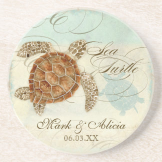 Posavasos De Arenisca Tortuga marina estilo moderno costa Ocean Beach Sw