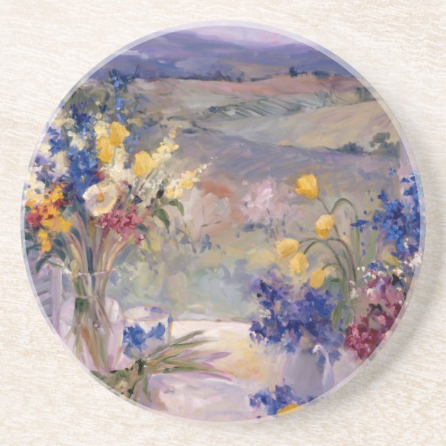 Posavasos De Arenisca Toscana floral (Frente)